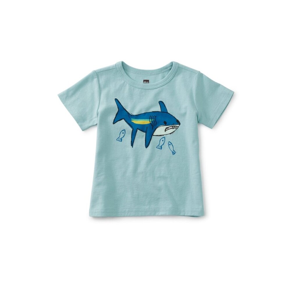 NWT Tea Collection Baby Shark Graphic Tee Canal Blue Size 3-6 Months